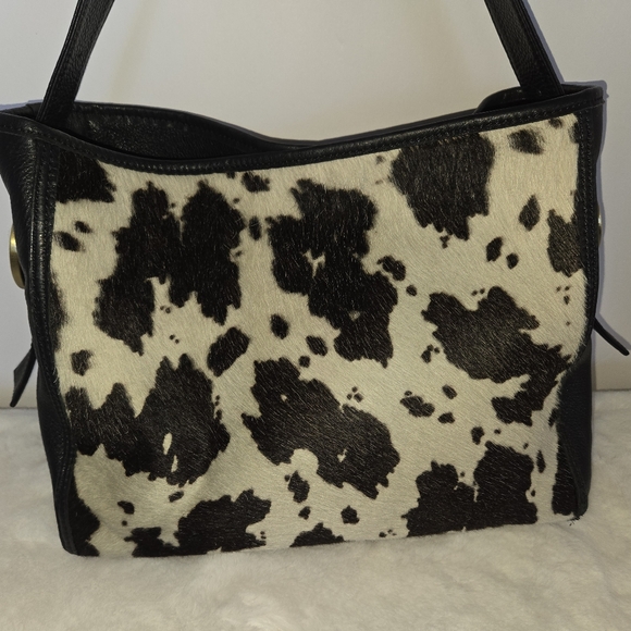 Hobo International RENDER Leather Black and White Cow Print Women's Shoulder Bag - Picture 2 of 12